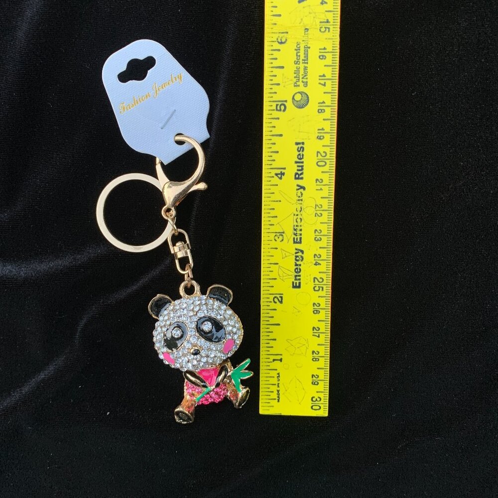 Panda Design Sparkling Rhinestones Keychain